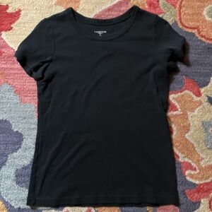 Lands' End Women's Classic Black Short Sleeve Tee - Small